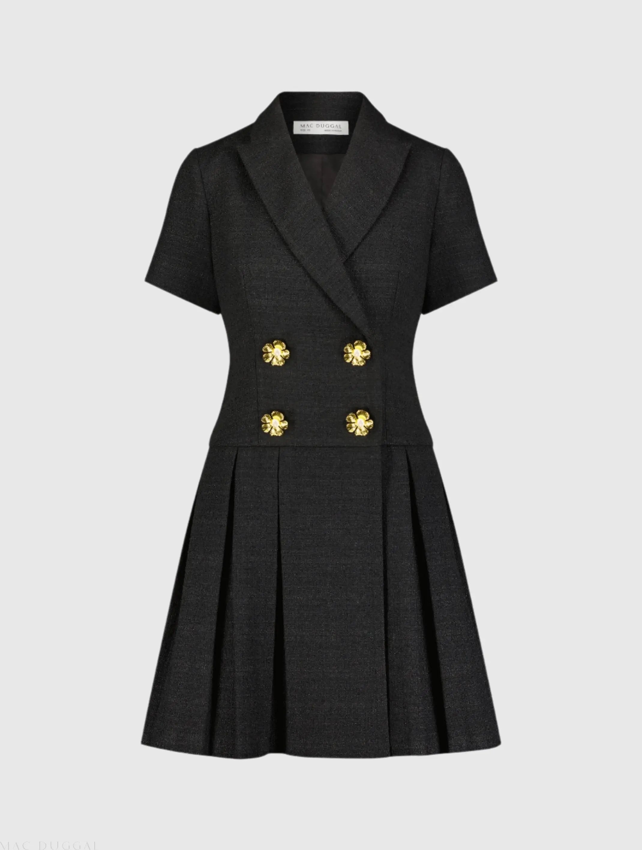 Black Tweed Short Sleeve Blazer Mini Dress