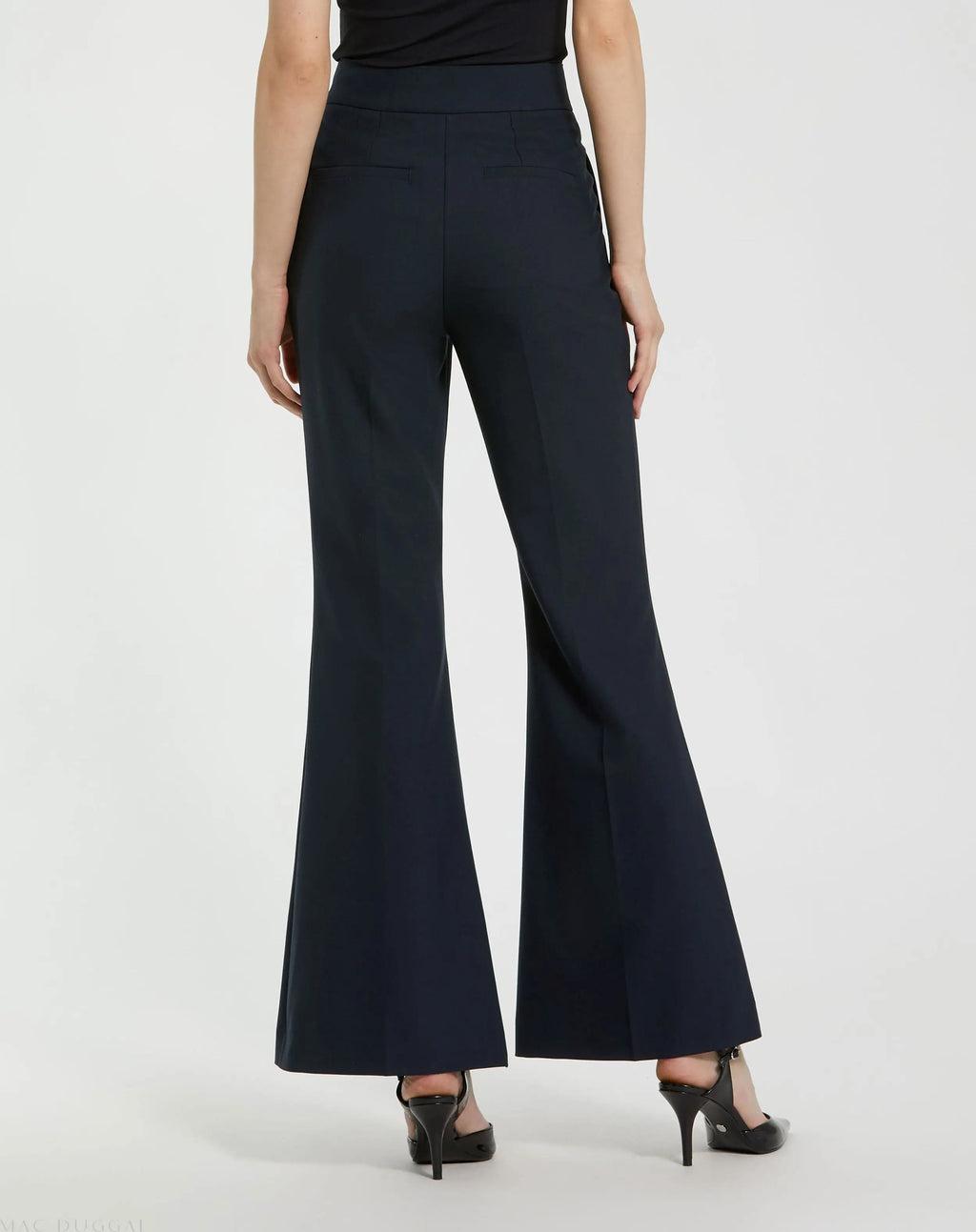 Navy Classic Crepe Flared Trouser Pant